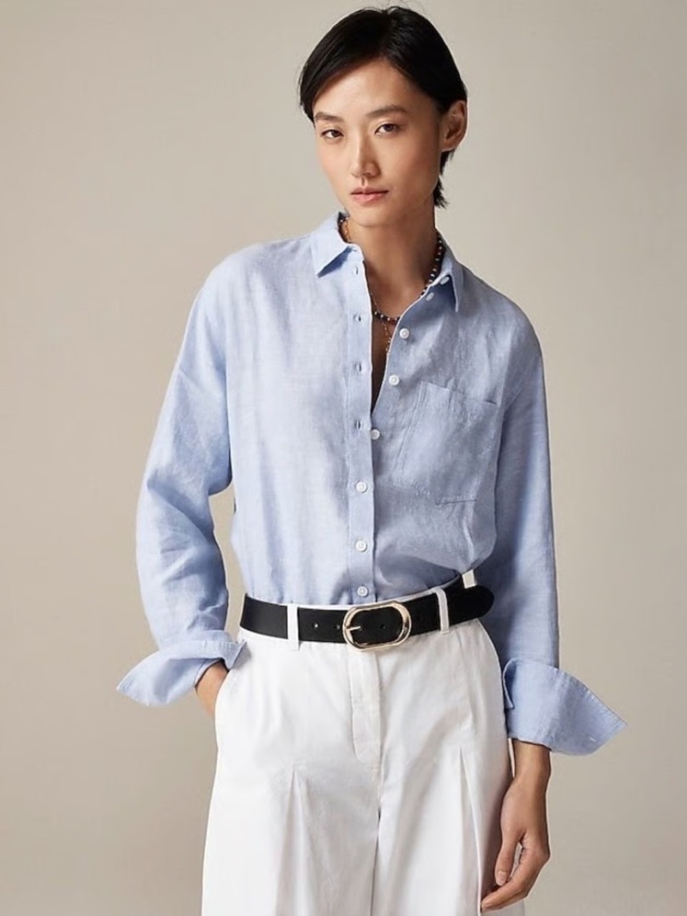NWT J.Crew Garçon Baird McNutt Irish Linen Button Up Shirt Blue Size 8